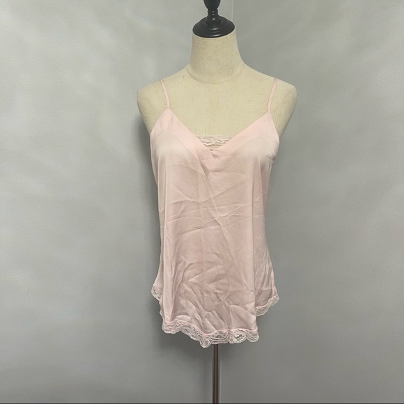 Highline Collective Baby Pink / Light Pink Floral Lace Detail Satin Tank New Tag - Picture 1 of 8